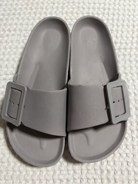 Adjustable Gray Slide Sandals
